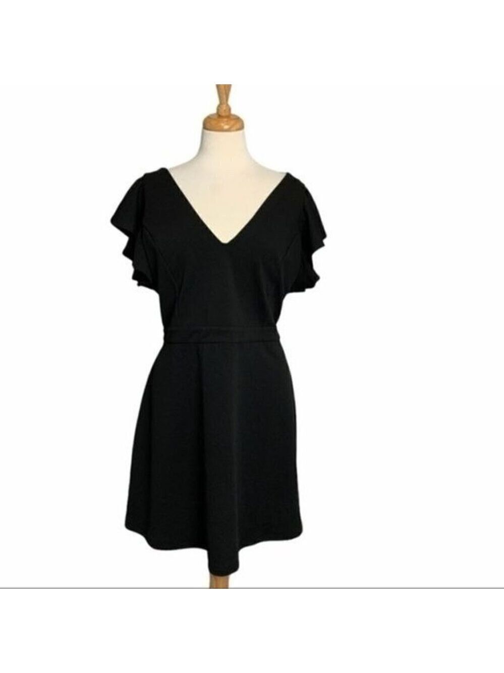 Wet Seal Black Flutter Sleeve Dress 2XL - Picture 2 of 8